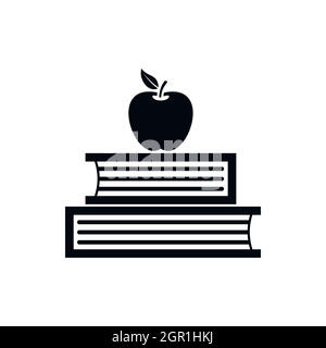 Los libros y el icono de Apple, estilo sencillo
