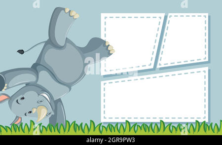 Un rinoceronte en la plantilla de notas Ilustración del Vector