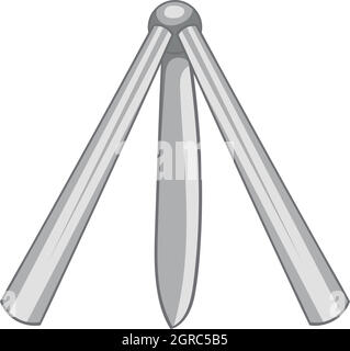 Icono de cuchilla plegable, negro estilo monocromo