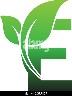 Letra E con icono de hojas verde ilustración de plantilla de diseño de logotipo Ilustración del Vector