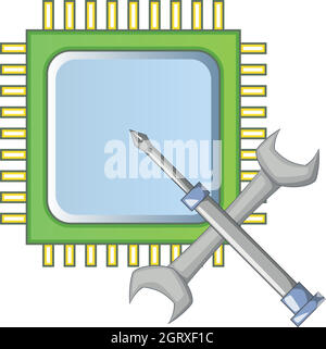 Icono de microprocesador, estilo de dibujos animados Imagen Vector de stock  - Alamy