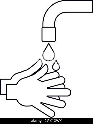 Icono línea negra lavado de manos, pared desinfectante, mantenimiento  preventivo bacterias juego de dibujos animados. Lavado de manos,  desinfección, higiene sanitaria infografía. Recogida de gel antiséptico.  Ilustración vectorial Imagen Vector de stock -