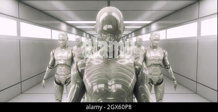 3D Render. Clonación de figuras humanoides Foto de stock