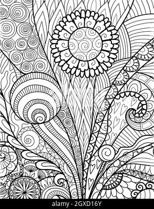 floral, flores de mandala de aster desenhadas à mão em estilo doodle  isolado no fundo branco. página para colorir para adultos e crianças,  decorando a sala de jogos para crianças ou cartão de felicitações.  crisântemo, lótus. 11192622 Vetor no Vecteezy