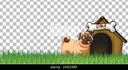 Perro pug con casa para perros sobre ilustración de fondo transparente  Imagen Vector de stock - Alamy