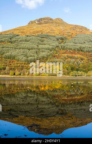 Stuckivoulich, Reino Unido. 15th Oct, 2021. En la foto: Los primeros colores del otoño comienzan a aparecer en el lago Long en Arrochar. Crédito: Rico Dyson/Alamy Live News Foto de stock