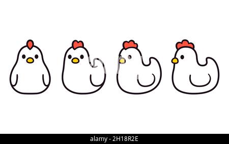  Cartoon Ilustración de gracioso comic gallina o pollo carácter Animal Imagen Vector de stock