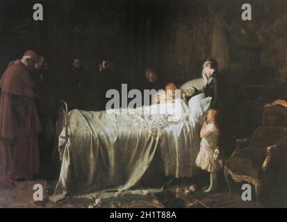Alfonso XII muerte o último beso. Pintado por Juan Antonio Benlliure en 1887. Museo del Prado, Madrid Foto de stock