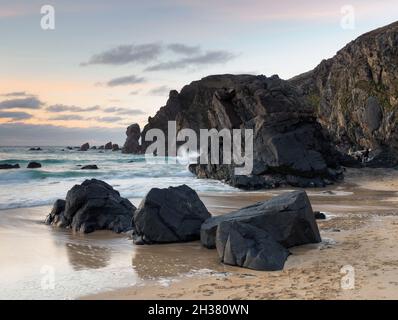 Playa de Dalmor (Traigh Dhail Mhor) cerca de Carloway, Isla de Lewis. Foto de stock