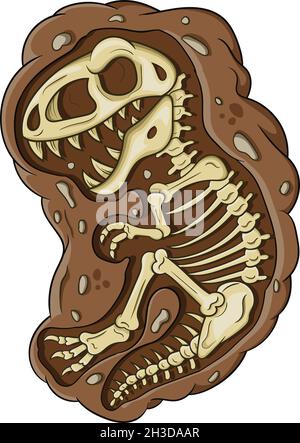  Fósiles de dinosaurio de dibujos animados Imagen Vector de stock