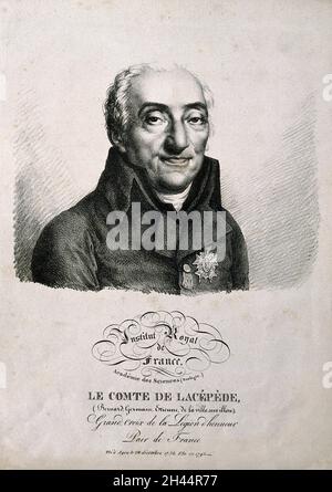 Bernard Germain Étienne de la Ville-sur-Illon, Comte de Lacépède. Litografía de J. Boilly, 1820. Foto de stock