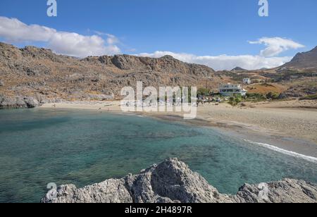 Playa de Sandstrand Skinaria, Südküste, Kreta, Griechenland Foto de stock