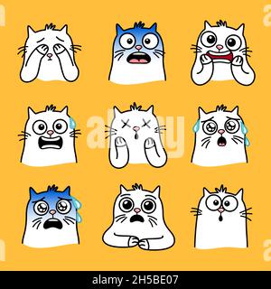 Set de gatito sorprendido. Dibujos animados creativos emoji de