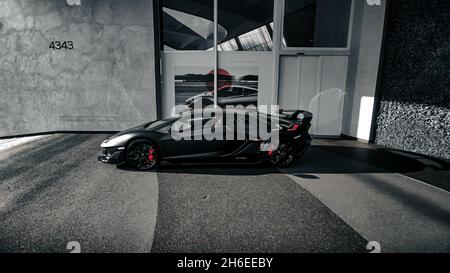 BELO HORIZONTE, BRASIL - 14 de octubre de 2021: Un negro mate lamborghini  aventador SVJ Fotografía de stock - Alamy