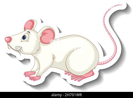 Rata Blanca de laboratorio, una insignia. Arte Animal, lindo estilo de  dibujos animados, dibujadas a mano ilustración vectorial. Adecuado para pet  shop, el zoo de anuncios, diseño de etiqueta, los alimentos de