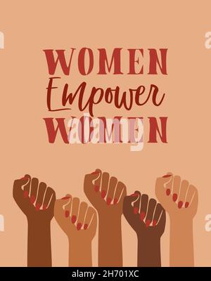 empoderamiento de las mujeres, empoderamiento femenino, poder marrón, femenino, orgullo feminista, mano puño levantado, diseño gráfico retro, igualdad de género tema mujeres fuertes,