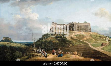 La Fortaleza de Königstein, pintura de paisaje de Bernardo Bellotto, 1756-1758 Foto de stock