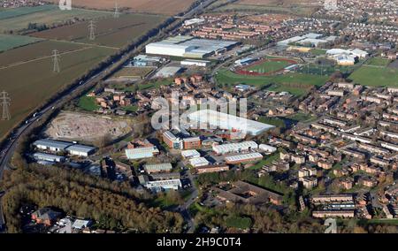 Vista aérea de la industria en el lado oeste de Grantham, Lincolnshire Foto de stock