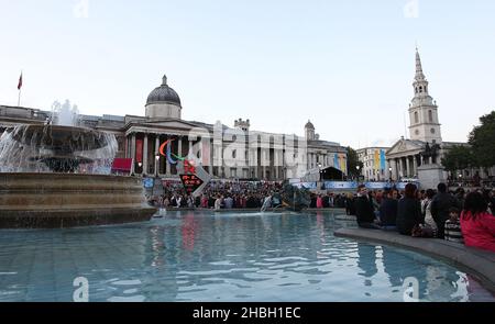 BT London Live Paralímpicos Ceremonia de Apertura Vistas Generales en Trafalgar Square en Londres. Foto de stock