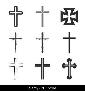 Christian crucifixes fondo para la religión o la iglesia tema de diseño con patrón sin costuras de cruces negras esparcidas aleatoriamente sobre fondo blanco Imagen Vector de stock - Alamy Christian crucifixes fondo para la religión o la iglesia tema de diseño con patrón sin costuras de cruces negras esparcidas aleatoriamente sobre fondo blanco Imagen Vector de stock - Alamy