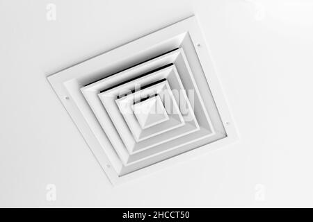 Cuadrado cubierta de rejilla de conducto de aire acondicionado blanca  contra el suelo con alfombra marrón Fotografía de stock - Alamy