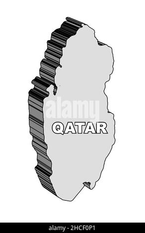 Esquema 3D mapa del país de Qatar de la Liga Árabe