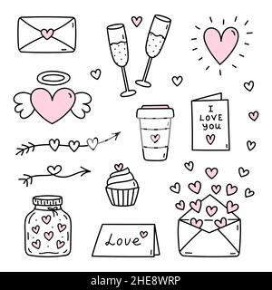 El amor es una colección de 6 tarjetas. Perfecto para el Día de San Valentín  de pegatinas Imagen Vector de stock - Alamy
