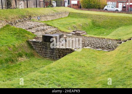 Benwell Vallum Crossing, a lo largo de la línea del Muro de Adriano, en el distrito de Benwell de Newcastle upon Tyne, Inglaterra. Foto de stock