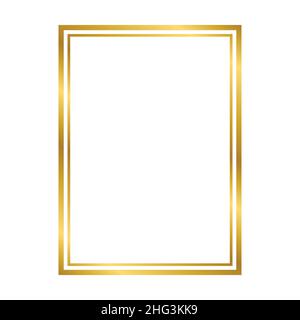 Marco rectangular vintage brillante dorado con sombras aisladas sobre fondo  blanco. Borde cuadrado realista en oro. Ilustración vectorial Imagen Vector  de stock - Alamy