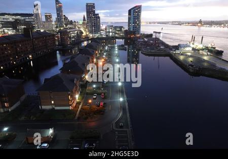 Prince Half Tide Dock, Liverpool Waters, Merseyside, Reino Unido Foto de stock