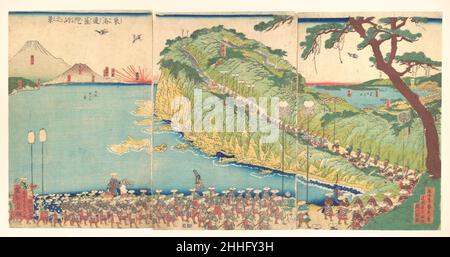 Las procesiones de daimyo que pasan a lo largo del Tōkaidō 19th siglo Utagawa (Gountei) Sadahide japonés. Las procesiones de daimyo que pasan a lo largo de los Tōkaidō 73648 Foto de stock