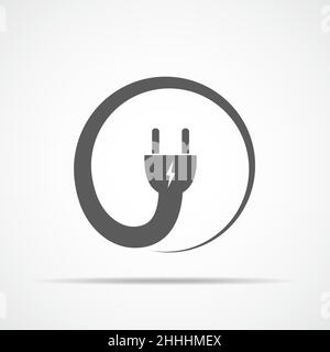 Icono plano enchufe con cable circular en varios colores Stock Vector