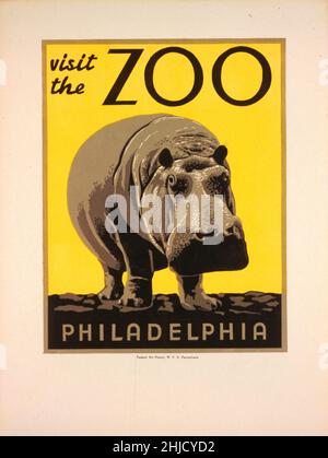 Cartel promocional para el Zoológico de Filadelfia creado por la WPA, 1941-1943. Biblioteca del Congreso. (Richard B. Levine) Foto de stock