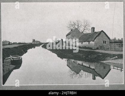 El río Nene en Ramsey. Huntingdonshire (1913) Foto de stock
