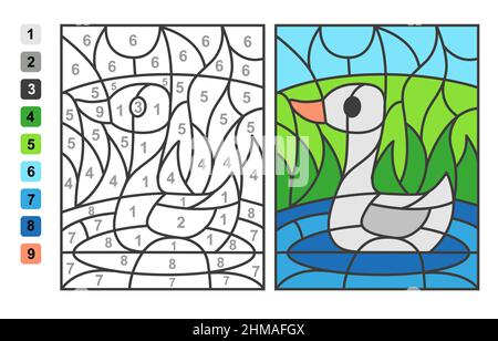 Vector Simple Para Colorear Zoo Animal Pájaro Tucán, Color Por Números.  Juego De Rompecabezas Para La Educación De Los Niños. Ilustraciones svg,  vectoriales, clip art vectorizado libre de derechos. Image 181690658