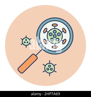 Coronavirus bajo icono de vector de lupa Ilustración del Vector
