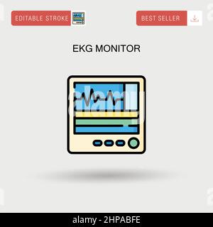 Icono de vector sencillo del monitor EKG. Ilustración del Vector