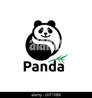 Kawaii, Cara Fofo Pequeno Panda Bebê. Desenho De Logotipo Plano