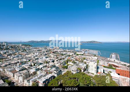 San Francisco, California, Estados Unidos. Vista de la Bahía de San Francisco y los barrios circundantes.