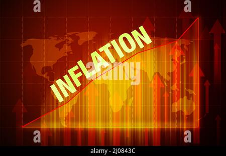 Inflación roja alarmante Resumen Antecedentes, la inflación aumenta en el contexto mundial. Concepto de situación económica y empresarial
