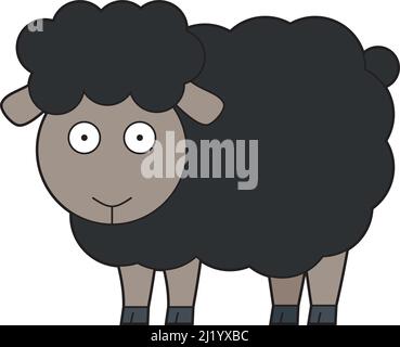 Bonita ilustración de un vector de dibujos animados de una oveja negra  Imagen Vector de stock - Alamy