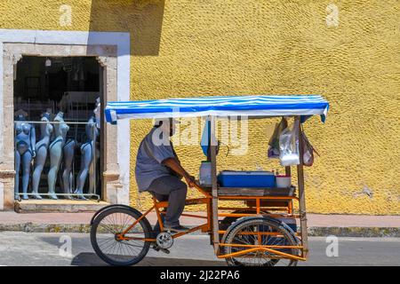 Vendedor de comida callejera en un triciclo, Valladolid , Yucatán, México Fotografía stock - Alamy