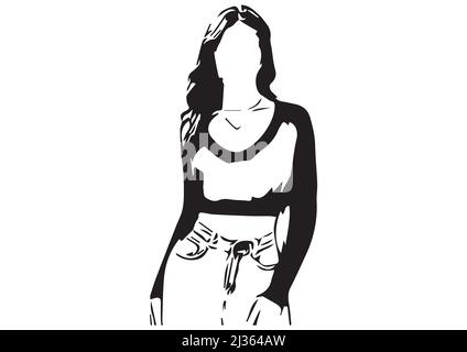 bonita mujer dibujos animados con pantalones negros vector diseño Imagen  Vector de stock - Alamy