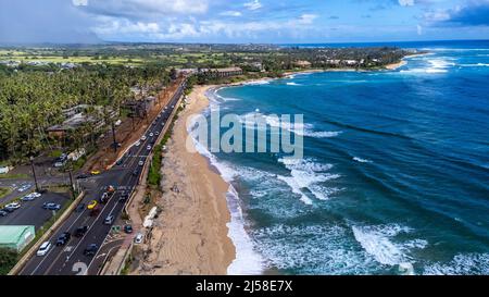 Wailua Beach, Wailua, Hawaii, Estados Unidos Foto de stock