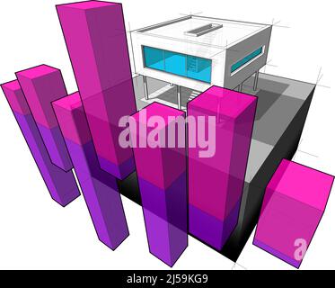 diagrama de una casa moderna con diagrama abstracto de negocios Foto de stock