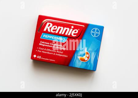 Box 48 Tabletas masticables Rennie Foto de stock