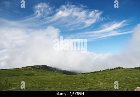 Cordillera Seminsky en Altai, Siberia. Foto de stock