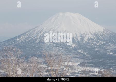 Nevado Monte Yotei paisaje de invierno, Niseko, Hokkaido Foto de stock