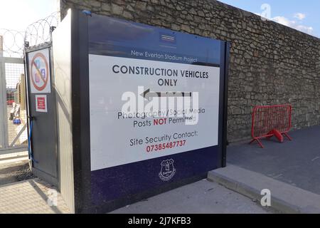 Entrada al nuevo Everton FC Stadium Construction Site, Liverpool Merseyside, Reino Unido
