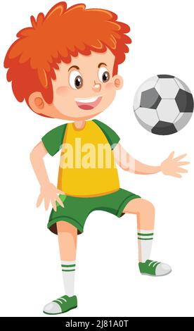 Lindo niño jugando al fútbol página para colorear para niños